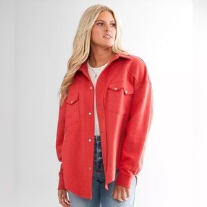 Buckle 🌟 BKE Reverse Fleece Shacket Baked Apple Coral Medium Women’s Jacket